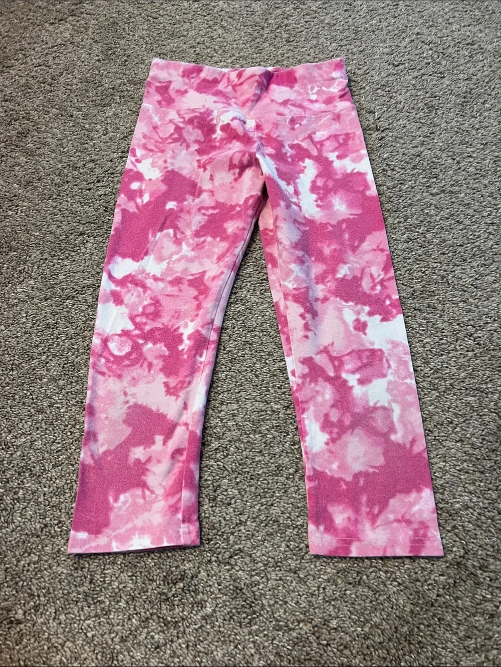 Justice Pink & White Tie-Dye Capri Leggings